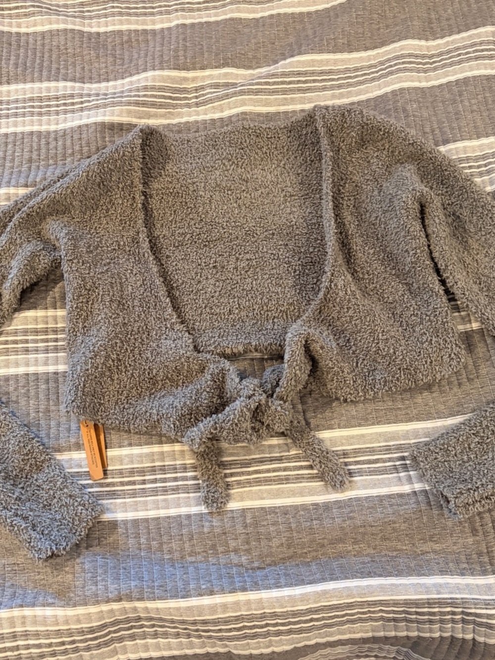Nwt Skims Cozy Gray Tie-Front Women’s Sweater size L/XL